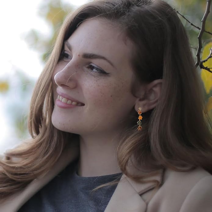 Madison Tyler Fall Earrings for Women | Cute Statement Autumn Earrings Dangling | Maple Leaf Scarecrow Shoes Shoes Rabbit Mushroom Earrings for Women