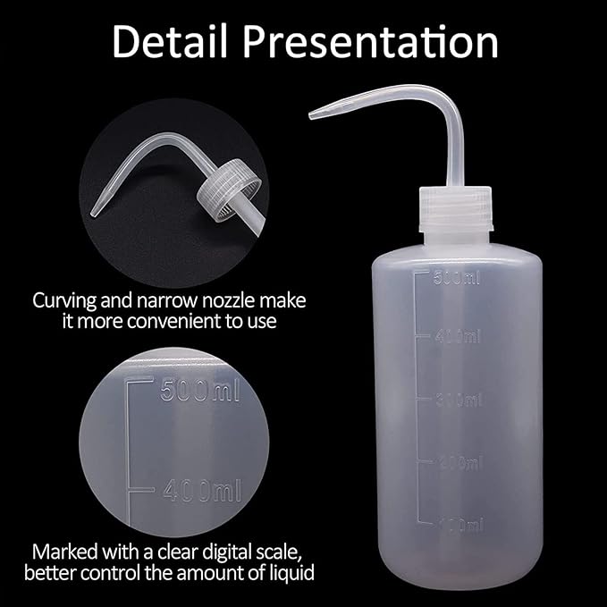 Sotica 2PCS Tattoo Bottles - 500ml Tattoo Wash Bottle Tattoo Spray Bottles Squirt Bottle Tattoo Squeeze Bottles For Tattooing with Measure(16oz) for Medical Lab Succulent Watering