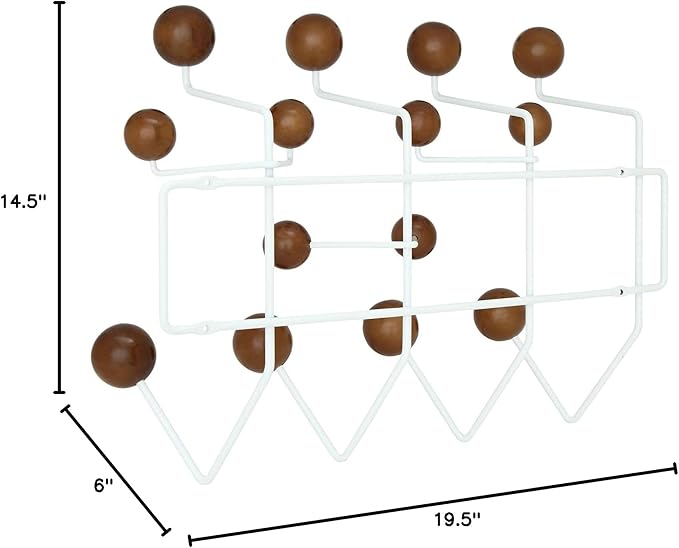 Modway Gumball Mid-Century Wall-Mounted Coat Rack in Caramel