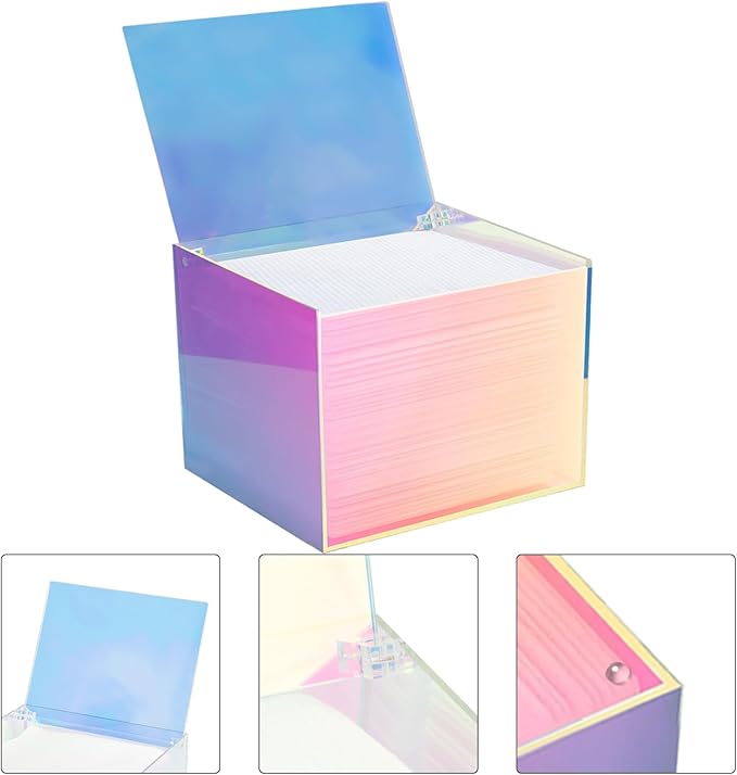 Disposable Face Towel Storage Box Compatible with Facial Towel XL, Acrylic Disposable Face Towelette Holder Container, Rainbow