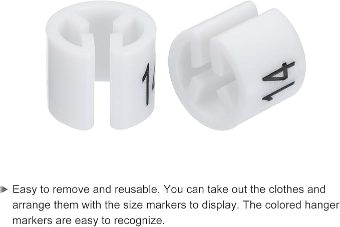MECCANIXITY Clothes Hanger Marker Colored Hanger Sizer Garment Markers Tag (Number 14, White) for Garment Clothing Color Coding, Pack of 100 Pcs