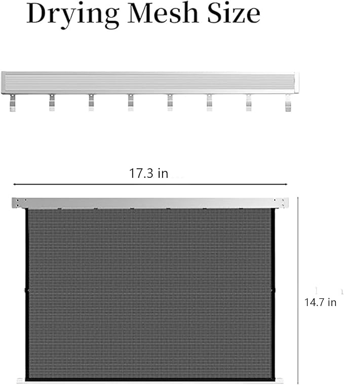 LETINE Wall Mounted Drying Rack: Retractable Indoor Clothes Drying Rack – Aluminum Alloy Frame w/Soft Mesh Surface. Laundry Rack & Temp Shelf for Balcony, Bathroom, Kitchen. (White, M)