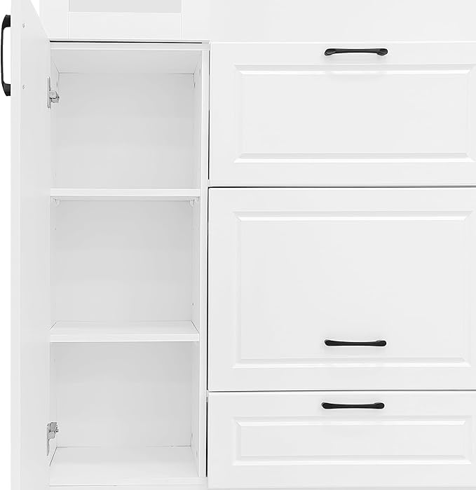51.1''W Hall Tree with Integrated Shoe Cabinet and Mirrored Cabinet Door, 4-in-1 Design Entryway Coat Hanger with Foldable Seat, 4 Hooks and 2 Drawers for Entrance Living Room