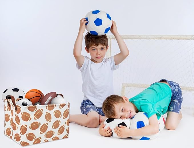 Rectangular Football Basket Kids Storage Basket Baby Boy Basket Kids Storage Bin Organizer Box Boys Room Decor for Home(Football)