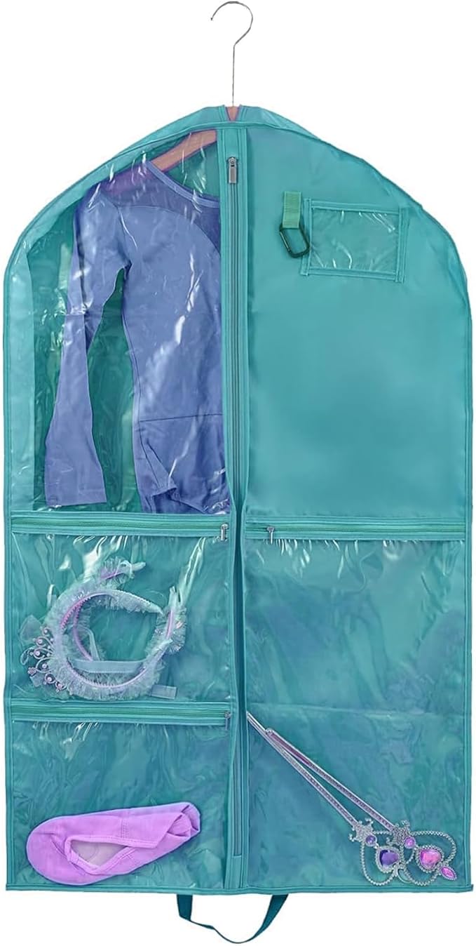 Dance Costume Garment Bags for Dancers,Garment Bag 40 Inch for Dance Competitions,Garment Bags For Travel Hanging Clothes,Waterproof Hanging Clohtes Storage Garment Bag. (1 Pack Green, 40")