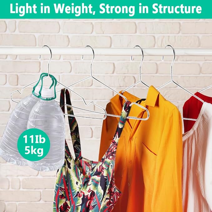 Jeffbaubl 40 Pack Wire Hangers, 16.5 Inch Space Saving Metal Hangers, Stainless Steel Strong Hanger, Heavy Duty Wire Clothes Hanger for Hanging Coats T-Shirt Suits Jackets Shirts