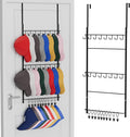 Consumest Over Door Hat Organizer - 3 Tier Wall Mounted Hat Rack with 16 Hooks and 10 Movable Clips, Hanging Baseball Cap Storage Holds up to 26 Caps for Door, Bedroom, Closet USPTO Patent Pending