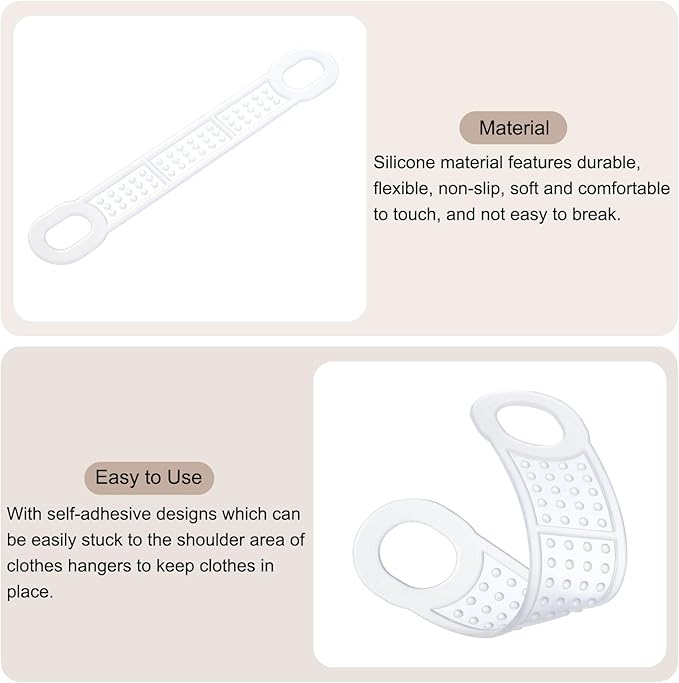 uxcell 50Pcs Non-Slip Hanger Grips Silicone Adhesive Clothes Hanger Strips for Wood Plastic Hangers, Clear (3.94" x 0.47")