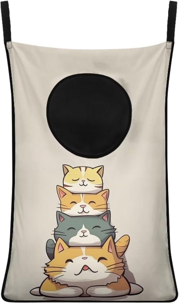 ZFRXIGN Funny Cat Hanging Laundry Hamper for Laundry Dirty Clothes Basket Over The Door Laundry Hamper Bag Cute Kitten Storage Organizers for Home Bedroom Dorm Closet Hampers