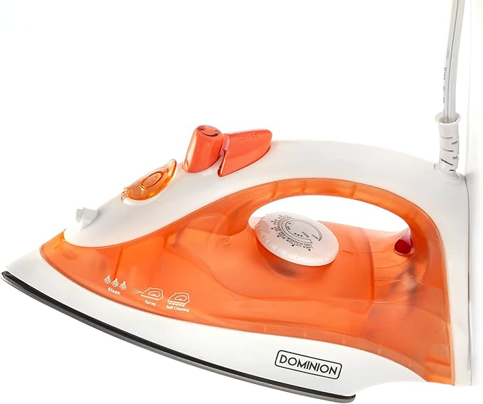 Dominion Steam Iron for Clothes With Non-Stick Soleplate, Lightweight 1200W Clothes Iron With Adjustable Thermostat Control, Self Clean, Pivoting Cord, and Steam/Dry/Spray Functions, Coral