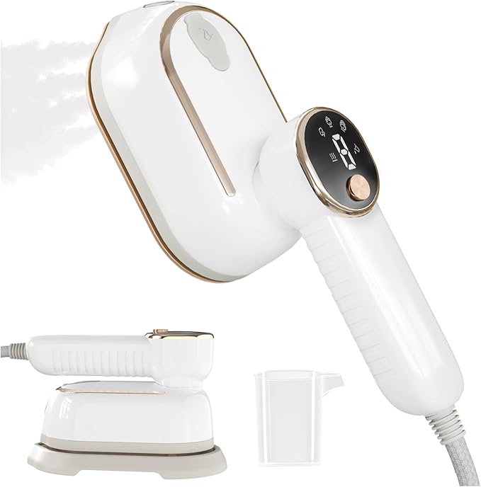 Travel Steamer, 1200W Portable Steamer for Clothes, 10-Second Rapid Heat-Up Plancha a Vapor Para Ropa with LED, 180° Rotating Handle & Ceramic Soleplate for Travel, Home, Office Use