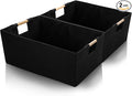 ZOOFOX Set of 2 Black Storage Baskets, Closet Storage Bins with Wooden Handles, Foldable Rectangular Storage Baskets for Shelves, Closets, Home, Office