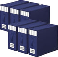 6 Pack Bed Sheet Closet Organizers and Storage,Sturdy Foldable Storage Containers with Window and Label,Storage and Organization for Bedding Sheets,Duvet Covers,Blankets (Blue)