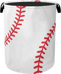 Baseball Large Clothes Hamper Bag - Laundry Basket with Handles, Space Saving Foldable Design for Nursery