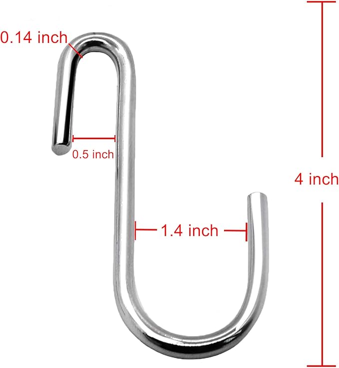 YourGift 24 Pack Heavy Duty S Hooks Silver S Shaped Hooks Hanging Hangers Hooks for Kitchen, Bathroom, Bedroom and Office(24 Pack/Silver/Small+Medium+Large)