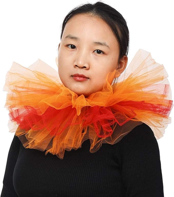 BLESSUME Victorian Retro Mesh Neck Ruff Ruffle Collar Layered Clown Neck Collar