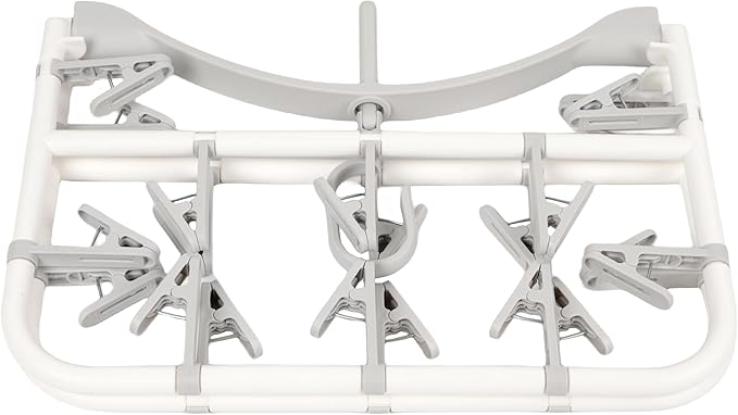 Clothes Drying Racks Foldable Clip Hangers Drip Hanger Plastic with 20 Drying Clips (Light Grey-Rectangle)