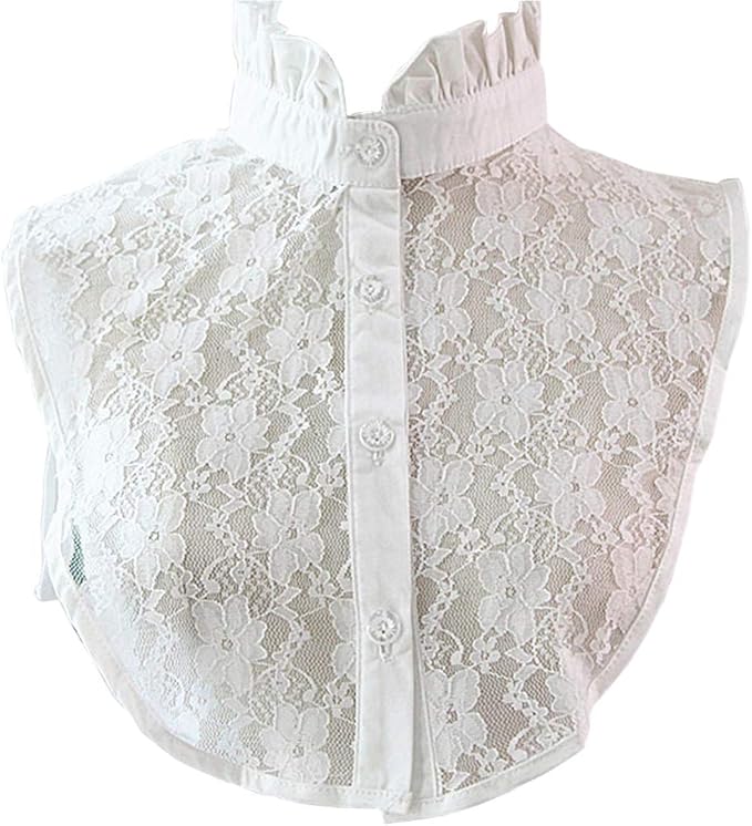 YAKEF Lady Half-Shirt Blouse Detachable Lace Chiffon Fake Collars Dicky Collar Faux Collar