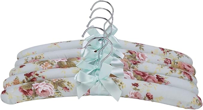 Anti-slip Satin Padded Clothes Hangers with Rotatable Hooks No Shoulder Bump for Women Heavy Sweaters, Coats, Suits Satin Fabric Covered, Set of 10 (Light-Green)