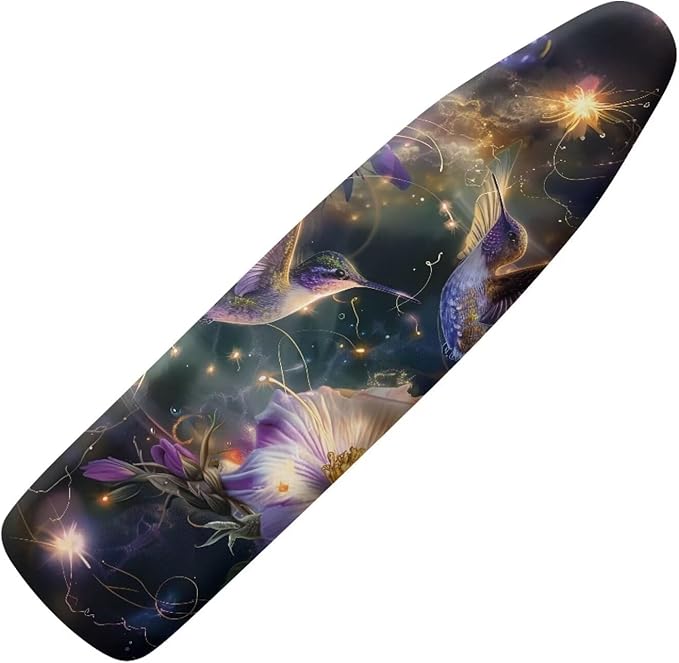 Glitter Hummingbird Ironing Board Cover and Pad 15x54 Standard Size Ironing Board Cover with Elastic Edge for Snug and Secure Fit, Thick and Durable Material