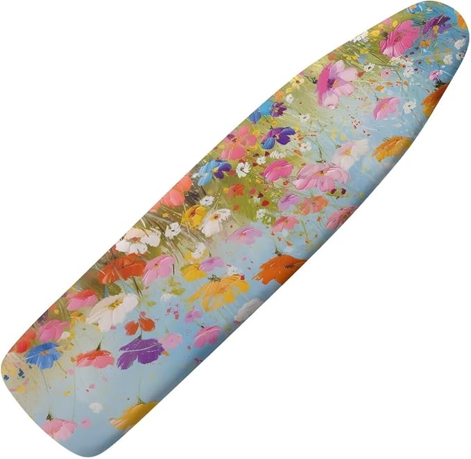 Flower Butterfly Ironing Board Cover and Pad Heat Reflective Stain Resistant Iron Board Cover with Padding Standard Size 15x54 Pressing Cloth for Ironing