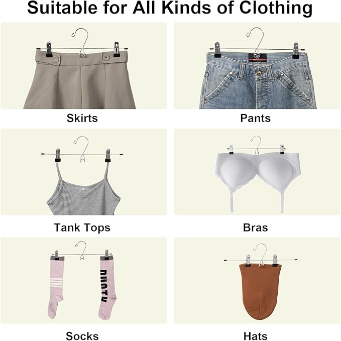 Pants Hangers with Slip Clips 16 Pack Skirt Shorts Space Saving Metal Hanger