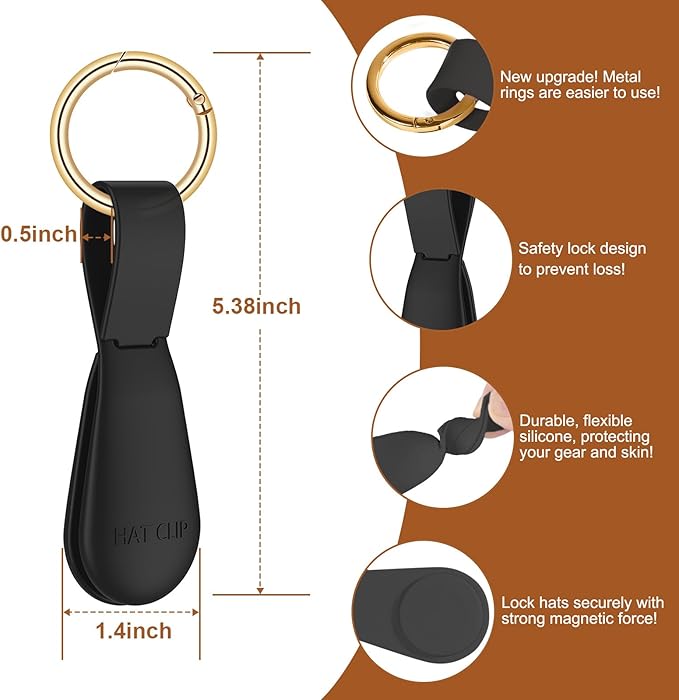 Magnetic Hat Clip 1-Pack - The Black Hat Clip for Travel on Bag, Magnetic Hat Rack for Bag, and Secure Hats Holder for Travel on Caps & Beach Hats, Vacation Essentials
