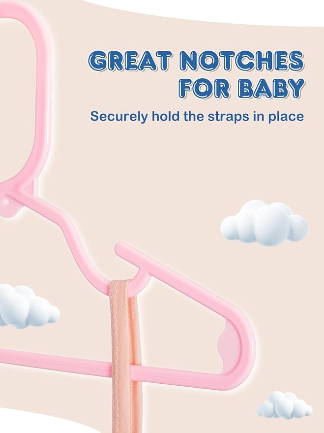 SMARTOR 60 Pack Baby Hangers - 11.7 Inch Plastic Baby Hangers for Closet - Childrens Hangers for Clothes & Infant Hangers for Closet - Closet Hangers for Daily Use - Pink