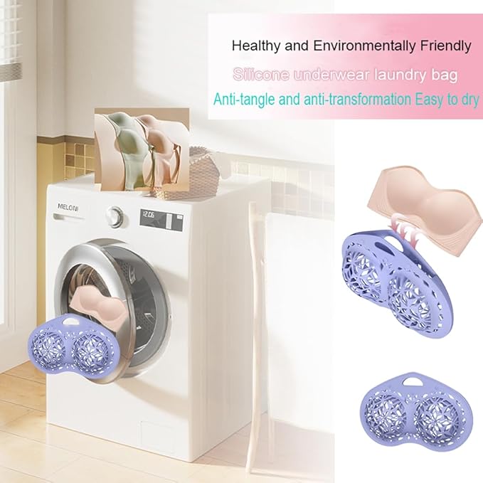 1Pcs Bra Washing Bag Silicone Mesh Underwear Laundry Bags,Purple Bra Laundry Bag Fits A-C Cup Bras,Anti Deformation Lingerie Bag for Washer/Dryer Machines