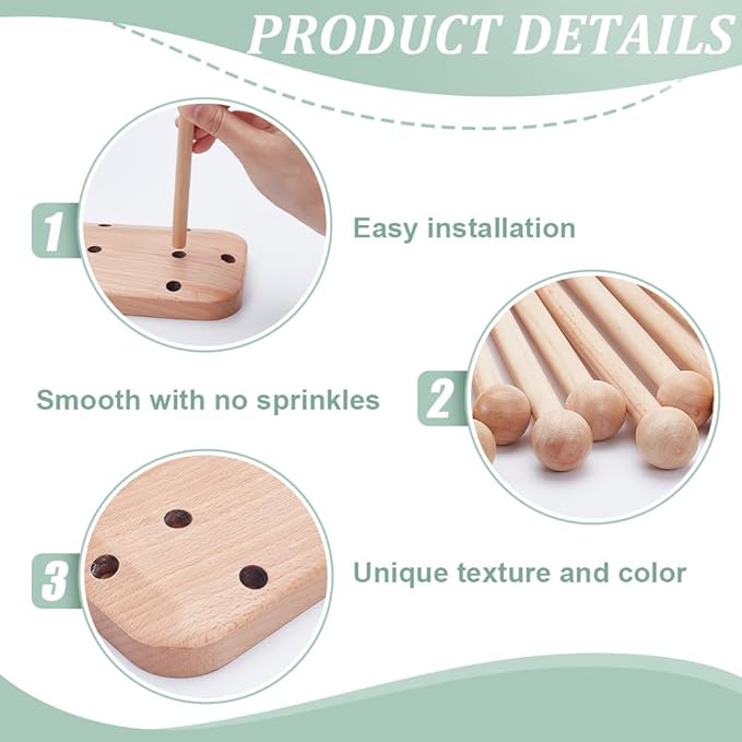 BENECREAT Plastic Bag Drying Rack, Reusable Bag Cup Drainer Holder with 8 Sticks Beech Wood Drying Rack for Drying Food Storage Bags, Drinking Cups, Bottles, Dishcloths