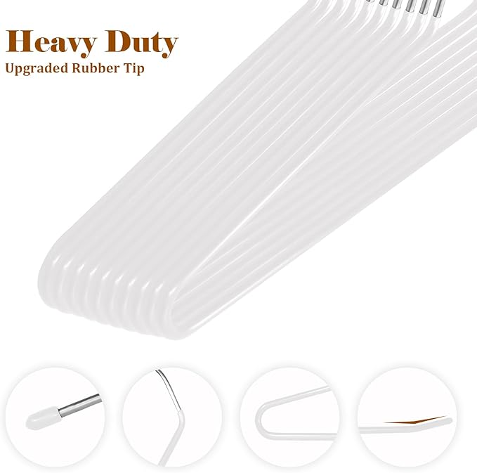 Pants Hangers,50-Pack Clothes Hangers, Non-Slip Open-Ended Pant Hanger,White Metal Hangers Design for Jeans,Slacks,Scarf (White)
