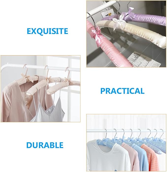 4pcs Blouse Hangers Silk Clothes Skid Proof Suit Hangers Satin Padded Silk Wedding Dress Household Clothes Upholstered Sponge Bride Non-Slip Mat