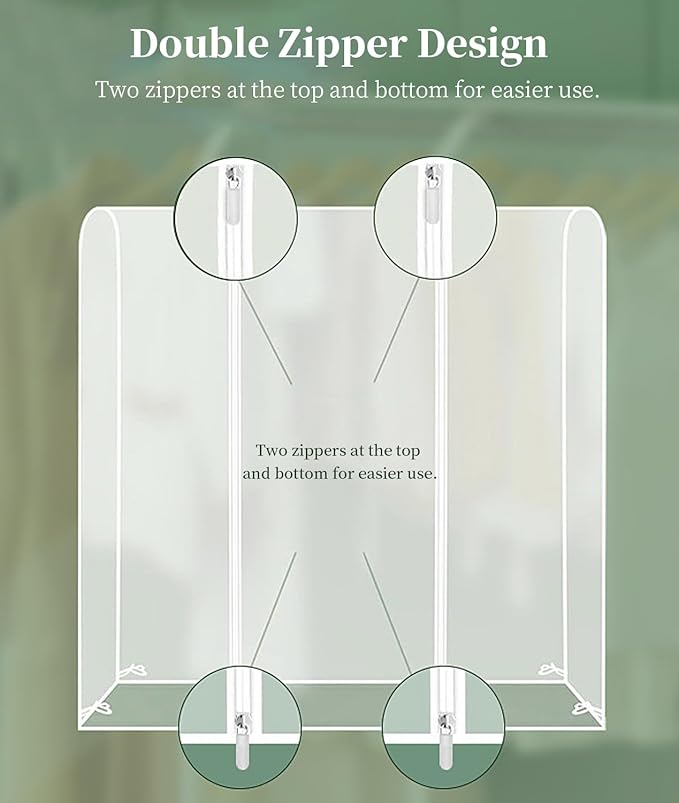 BAG WIZARD 6 Ft Clear Garment Rack Cover, 72" Dustproof Clothes Rack Cover with 2 Durable Zipper, Clothing Waterproof Hanger Protector