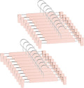 20 Pack Pants Hangers with Adjustable Non-Slip Clips Anti-Rust Hanging Hook for Trouser,Skirts,Jeans,Clothes Hangers Pink