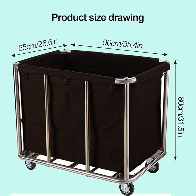 Commercial Laundry Basket with Wheels Industrial 12 Bushel Hamper Sorters Large Waterproof Laundry Cart Heavy Duty for Home Organizer and Storage