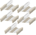 Pants Hangers with Clips 50 Pack - Space Saving Stackable Shorts Skirt Hangers with Clips - Non-Slip, Adjustable for Men, Women, Kids, Children, Baby, Beige