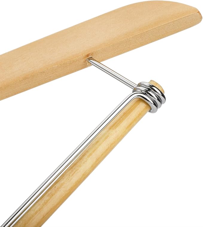 Tosnail 8 Pack Wooden Suit Coat Hangers with Locking Bar, Wood Hanger Pants Clothes Hanger - Flat Construction for Saving Space