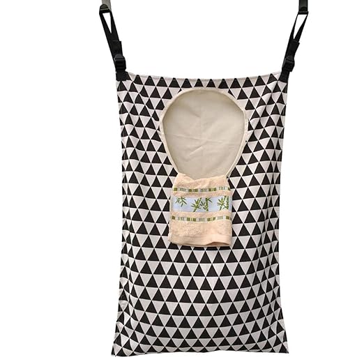 Adjustable Space Saving Door Hanging Laundry Hamper Bag with Stainless Steel Hooks