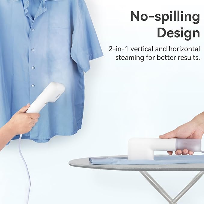 Travel Steamer for Clothes, Fashion Portable Handheld Garment Steamer for Clothes, 15S Heat Up, Min Steamer ＆ Iron 2 In 1, 1.1lbs, Fabric Wrinkle Remover for All Clothes, White,120V