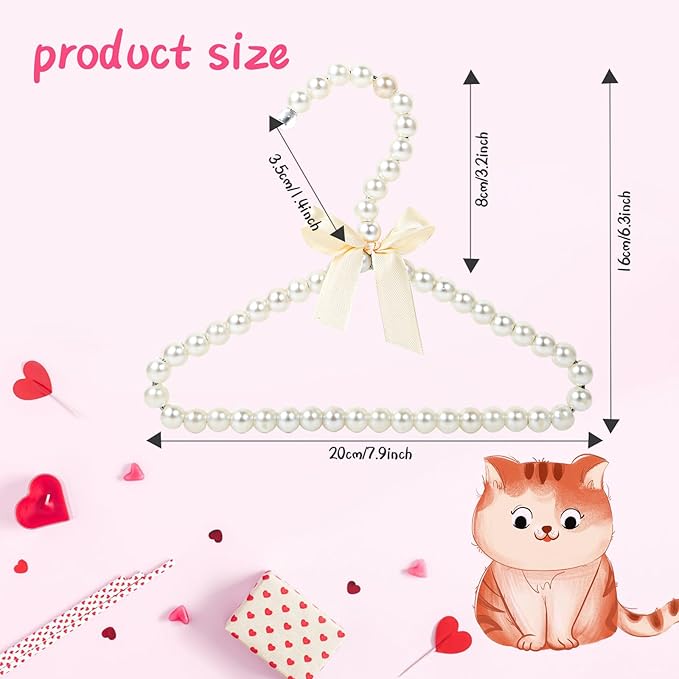 Pearl Hangers for Pet Clothes, Mini Clothing Hangers with Exquisite Design, Organize Your Wardrobe, Reliable Material, Wide Usage for Infant Baby Girls Boys Toddlers Dogs Cats (10PCS-White)