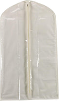 Household Essentials 311393 Hanging Garment Bag | Suit and Jacket Protector | Natural Cotton Canvas with Clear Vinyl Cover, Off-White