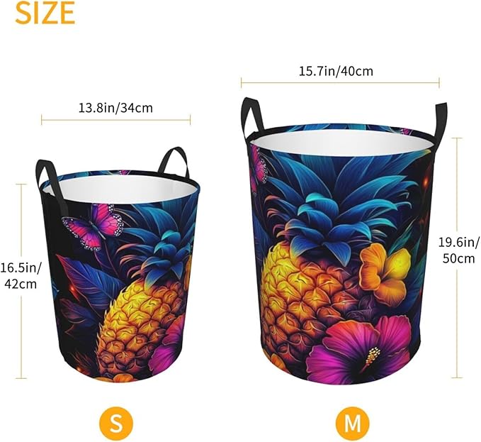 Pineapple Print Laundry Basket For Storage Bins Gift Baskets Bedroom Clothes Hamper