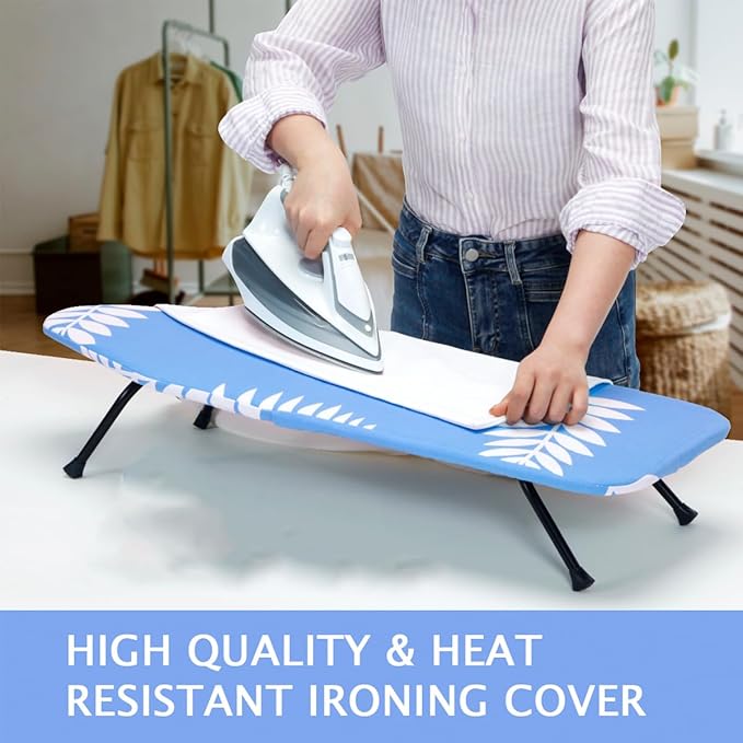 SheeChung 12.5 x 32 Inch Mini Ironing Board Cover - with 100% Cotton Iron Cover and Extra Thick Pad,Resists Scorching and Staining,Fits for Small Tabletop Ironing Board (Ironing Board Not Included)