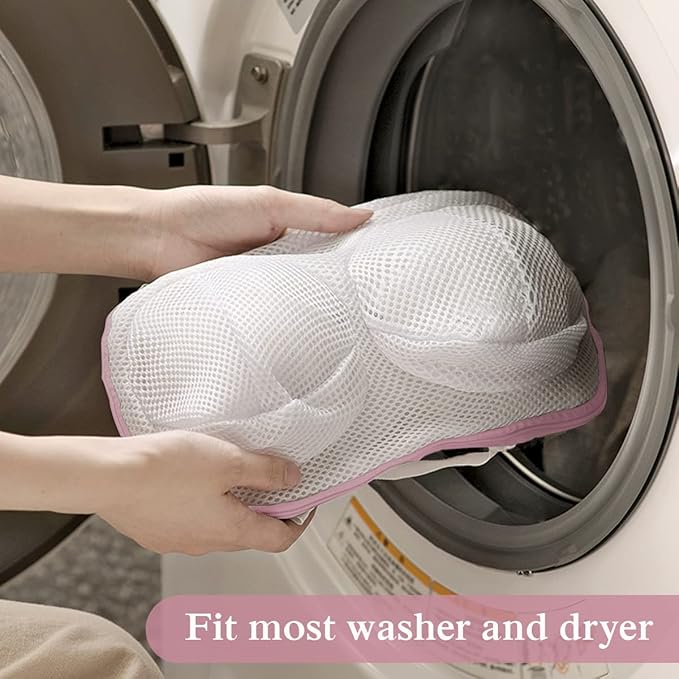 Large Bra Laundry Bags for Washing Machine, 2 Pack Brassiere Wash Bags for Laundry, Lingerie Bag for Washing Delicates, Bra Washer Protector (pink 2 pack)