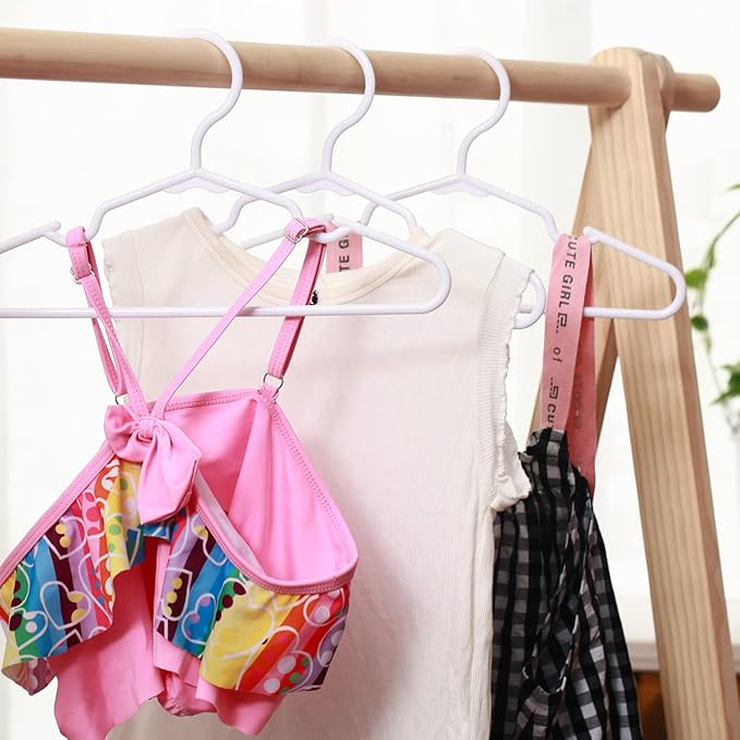 Baby Clothes Hangers 120 Pack, MJRASG White Plastic Kids Hangers 11.5" Space Saving Nonslip Toddler Hanger for Infant, Nursery, Newborn, Children, Slim Heavy Duty Hanger Bulk
