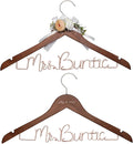 2 Pcs Personalized Wedding Hangers, Mr & Mrs Custom Hangars Name Wire for Bride and Groom, Wooden Dress Hanger, 4 Colors Wedding Hangers for Bridal Shower, Engagement, Anniversary, Bridesmaid Gift
