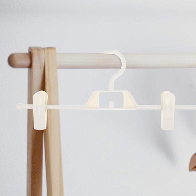 Garneck 5pcs Telescopic Trousers Hanger Jeans Hangers Space Saving Pants Hanger Closet Drying Rack Non-Slip Clip Coat Hangers Wardrobes Clips Storage Rack Underwear Child White Plastic