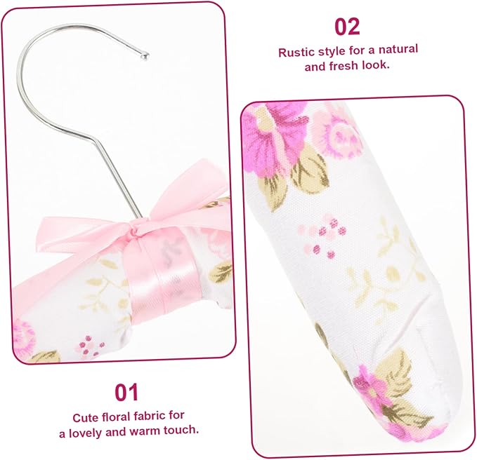 5-Pack Soft Padded Clothes Hangers with Anti-Slip Floral Fabric Cover and Sponge Core for Gentle Support of Sweaters Dresses and Suits Closet Organization