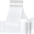 Quality Hangers Semi Curved Wooden Suit Hangers - Smooth Finish Solid Wood Coat Hanger with Swivel Hook - Perfect for Jackets Pants - Dress Clothes Hangers - White - 20 Pack
