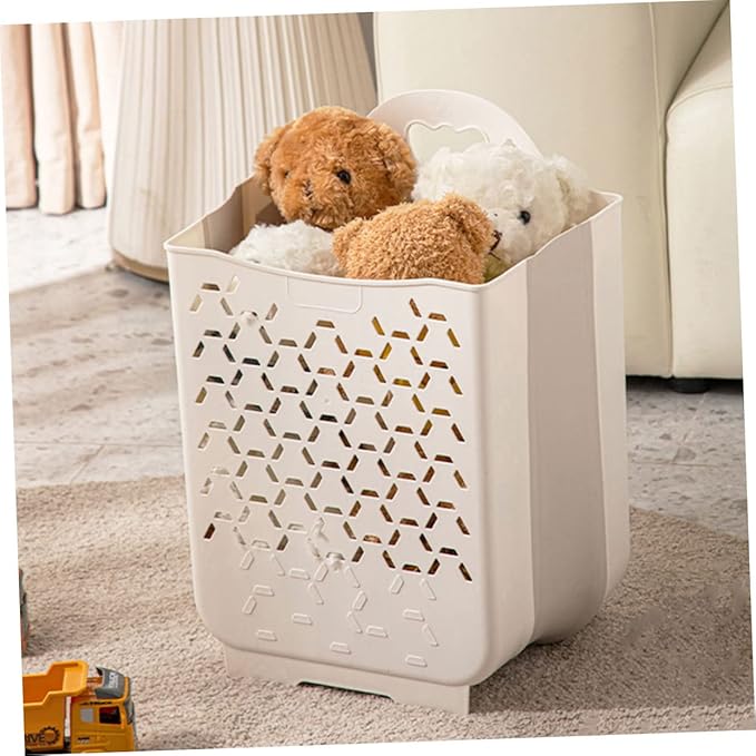 Alipis Foldable Plastic Laundry Hamper for Kids, White, 1 Set